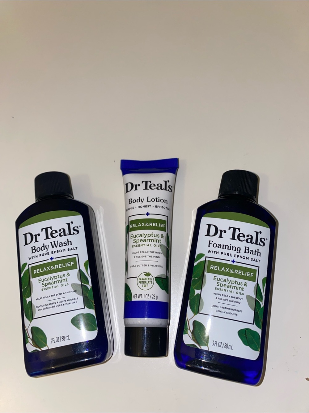 Dr Teal's Eucalyptus & Spearmint Body Wash, Lotion, Foaming Bath Mini Set
